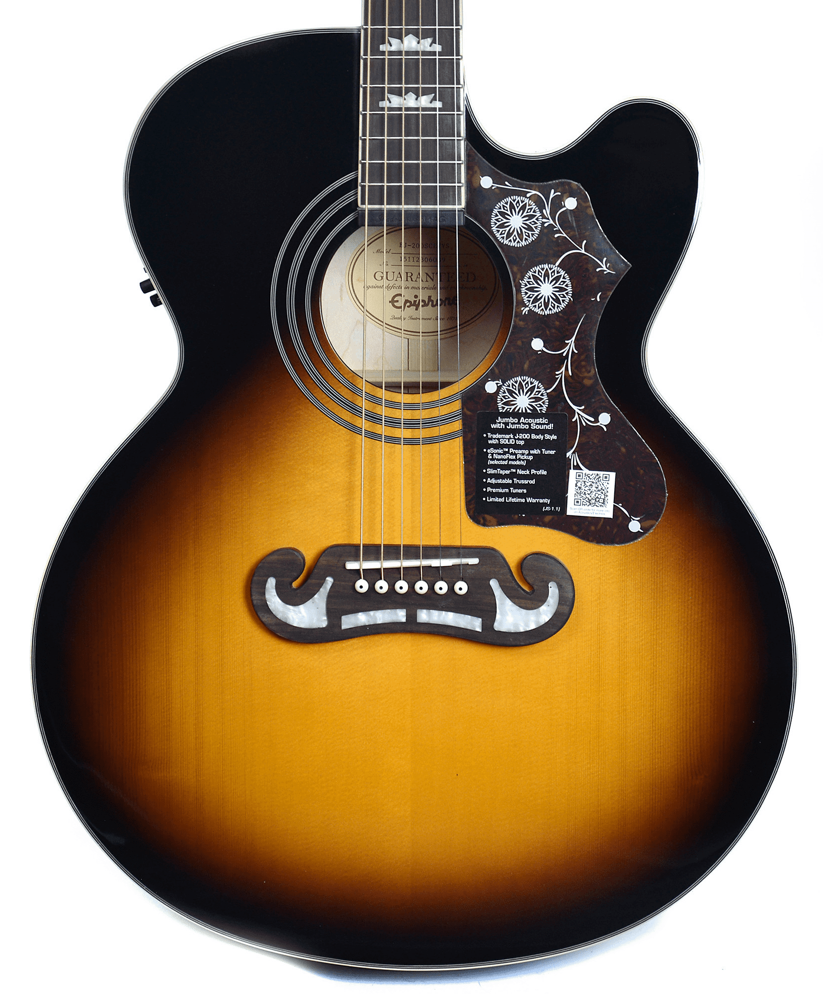 Epiphone EJ200CE Acoustic-Electric Vintage Sunburst No Case